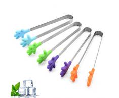 TOYMYTOY 4pcs Silicona Antiadherente Acero Inoxidable Pinzas de Cocina Barbacoa Cocina Asar a la Parrilla Turner (Color Aleatorio)