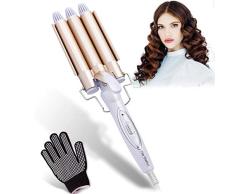 Rizador de cabello de 3 barriles, 3 herramientas de peinado de cabello rizado de barril, tenacillas rizadoras, onduladoras de ondulación permanente de gran ondulación Planchas de pelo de cerámica