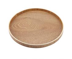 Bandeja redonda de bambú para servir té, cena, desayuno, frutas, caramelos, alimentos 30 cm