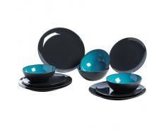 Gimex - Vajilla de melamina (12 piezas), color gris y azul