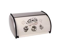 TONGXU Caja de Postre de Pan de Metal con Tapa Enrollable Contenedores de Almacenamiento de Cocina Estilo Retro para Guardar Pan Frutas Bocadillos Billetes Recordatorios (Gris)