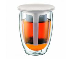 Bodum - K11153-913 - Tea For One - Tetera individual - 0,35 l - vaso térmico de borosilicato - filtro y tapa de plástico - color blanco crema