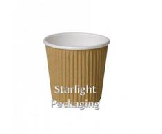 Kraft 4oz Ripple 3 capas aislante vasos de papel para café espresso y bebidas calientes