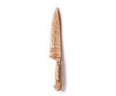 El cuchillo artesanal de madera de roble es el mejor para cortar la decoración suave y delicada del cuchillo de madera del cuchillo de servir Fotografía de alimentos
