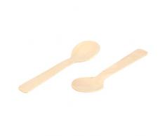 Yosoo Cucharas de Madera Desechables Eco-Friendly Cuchara de té de Helado 10 cm Cubiertos Cubiertos Bupplies, 100pcs