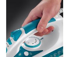Russell Hobbs SteamGlide Professional 20562-56 - Plancha de Ropa de Vapor, 2600 W, Suela de Cerámica, 0.3 litros, Acero inoxidable, Blanco y Azul