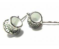 Tazas Juego de 2 pinzas para el cabello horquillas tazas de té Miniblings puntos Copa Teatime