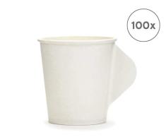 Octopus 100 Vasos de Papel asa y 100 ml de Volumen, Vaso para Vino especiado, Vaso de Papel, Vaso desechable Blanco sin Dibujos