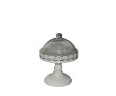 Expositor Decorativo de Metal con Tapa de Cristal 1 Base para Tartas y Cupcakes . Repostería. Menaje de Cocina. Cumpleaños y Celebraciones.(Altura: 21 cm.)(Bandejas: Ø 21 cm.)