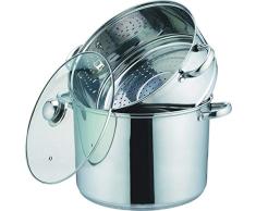 Kamberg - 0008071 - Cuscusera / Al vapor / Olla - 3 en 1 - 24 cm - 8 Litros - Acero Inoxidable Alta Calidad - Tapa de Vidrio - Todos los incendios, incluida la inducción