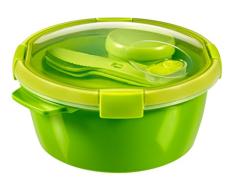 Curver - hermético Smart To Go Lunch Kit Redondo 1,6L. - Con Cubiertos y Salsera - Apto para Microondas, Lavavajillas y Congelador - Color Verde Lima