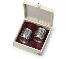 Artina 10512 - Juego de 2 vasos de whisky en caja de madera, diseño de barco La Paloma