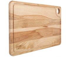Creative Home Tabla de Cortar de Madera Grande | 42 x 24,5 x 1,5 cm | Mesa de Corte con Ranura para Jugo | Madera de Haya Natural | Reversible | Gran Accesorio para Cualquier Cocina