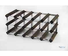 Cranville Wine Racks Botellero de Madera de Roble teñida y Metal galvanizado, Capacidad para 15 Botellas, diseño clásico, ya montado.