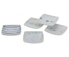 Saikai cerámica tradicional japonés azul patrones pequeños platos cuadrados (5 platos.) 31797 de Japón