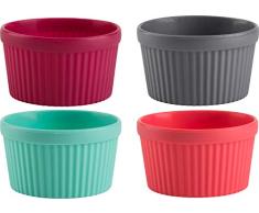 Trudeau 5050692 - Juego de 4 ramequines de Silicona, Color Fucsia, Gris, Verde Menta y Coral