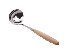 Cuchara para Espaguetis Cucharón de acero inoxidable con mango de madera Cuchara de servicio Cuchara redonda grande Cuchara de sopa de acero inoxidable for cocina casera Cuchara Salsera Cazo para Sopa