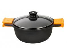 BRA Efficient - Cacerola alta con tapa de cristal y asas de silicona extraÃbles, diámetro 24 cm,apta para inducción.