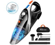 Hikeren Aspiradora de Mano, Aspirador de Mano Sin Cable, 7000PA, Aspiradora de Mano Sin Cable Potente, Batería de 2600mAh, Luz LED, Filtro de Acero Inoxidable, 3 Boquillas para Hogar y Coche
