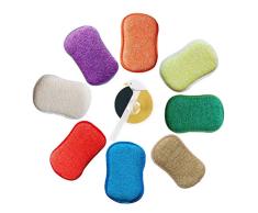 Estropajo Estropajo de cocina de doble cara esponjas de microfibra antibacteriano sin olor Dish Scrubber Cepillo, ideal para antiadherente sartenes ollas, pack de 5 colores al azar.