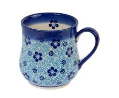 Cerámica Tradicional polaca, Taza de cerámica Artesanal (350ml), Q.102 (Flow Collection)