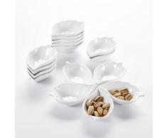 MALACASA, Serie Ramekin.Dish, 16 Piezas Vajilla de Porcelana (4.5 11.5 * 7 * 3cm) Super Mini Tazón de Postre Aperitivo Tazón de Pstre Marfil Blanco