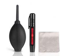 Ares Foto® Kit de Limpieza para cámaras. Fuelle, bolígrafo y paño de Microfibra. Ideal para la Limpieza de Lentes, filtros de Fotos, portátiles, Gafas