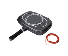 Sartén, sartén Duradera Flip Herramienta de cocción de Barbacoa Antiadherente de Doble Cara Utensilios de Cocina Estufa Mango Anti-escaldado para hogar, Exterior, Fiesta, Barbacoa