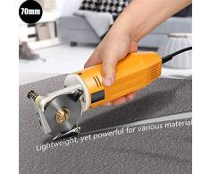 4YANG Mini cortador de tela eléctrico Cortadora de tela de 70 mm y 220 V Máquina de corte de tela y tela de 2 cuchillos redondos de mano Tijeras de corte de tela eléctricas portátiles