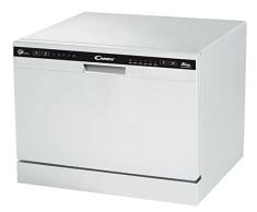 Candy CDCP 6/E - Lavavajillas pequeño, Altura 43,8 cm, 6 servicios, 6 Programas, Sistema antidesbordamiento, Inicio diferido, Clase A+A, 51dB, Color Blanco