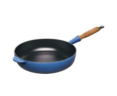 Le Creuset- Sartén Alta de Hierro Colado Esmaltado con mango de Madera, 28 cm, color Azul Marsella