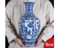 Liangliang988 Jingdezhen - Jarrón chino de porcelana antigua, 6 unidades, color azul y blanco