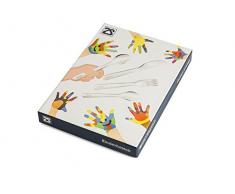 Zilverstad Lisa - Cubertería Infantil, 4 Piezas, Acero Inoxidable 304, Colores Plata, 21.5 x 15.5 x 2.5 cm