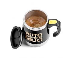 Fdit Taza Auto de Agitación Taza de Mezcla Eléctrico Automático Taza de Café de Acero Inoxidable (Negro)