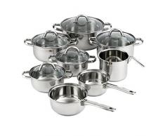 Quid Ottawa - Batería de cocina de 8 piezas, con tapas de vidrio, acero inoxidable