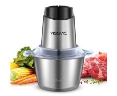 YISSVIC Picadora Eléctrica Picadoras de Carne Minipicadoras de Alimentos 500w y Capacidad 2L con 2 Cabezales y 4 Cuchillas