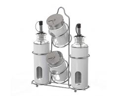 Dcasa - Aceitera vinagrera moderna blanca de cristal para cocina Basic
