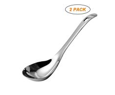 Zlw-shop Cuchara para Espaguetis Cucharón for Sopa de Acero Inoxidable Cucharón for Servir de 9.25 Pulgadas, Plata (Juego de 2 Piezas) Cuchara Salsera Cazo para Sopa