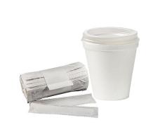 300 vasos de café de cartón de 8 cl + 300 tapas + 300 agitadores en envoltorio - Vasos de cartón para café y bebidas calientes