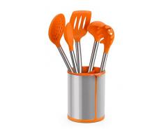 BRA Efficient Cuchara de Cocina, Acero INOX, Nailon y Silicona, Naranja, 35 cm