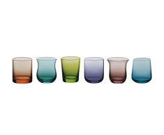 Bitossi Home MCV151 Set de 6 Copas de Licor Desigual, en Pasta de Vidrio, Colores Surtidos