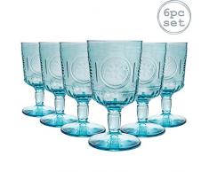 Bormioli Rocco Romantic - Juego de Copas para Vino - Diseño Italiano Tradicional - Azul - 320 ml - Pack de 6
