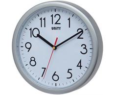 Unity Hastings- Reloj de Pared, silencioso, Moderno, 22 cm, plástico, Plateado, 22 x 22 x 5 cm