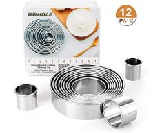 GWHOLE Juego de 12 Cortadores de Galletas Acero Inoxidableb Moldes para galletas Redondo para Pastel, Cookie, Fondant