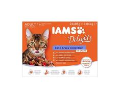 Iams Delights Land & Sea Collection - Salsera para gatos (48 x 85 g)
