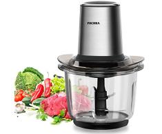 Picadora Eléctrica de Alimentos, FOCHEA 400W Picadora de Carne Eléctrica 2 Niveles de Velocidad y Tazón de Acero Inoxidable de Grado Alimentario de 1.5 L para Carne,Verduras,Hierbas, Especias