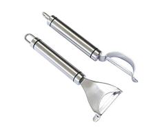 Conisy Pelador Verduras y Frutas,Profesional acero inoxidable Dentado Universal Pelador para Manzanas Patata Tomates Espárrago Zanahoria (2 Piezas)