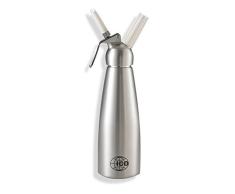 Impeccable Culinary Objects (ICO) Sifón de cocina profesional para crema montada. Dispensador de espumas y cremas fría y caliente. Cabeza y botella de Aluminio. 1 litro.
