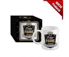 Taza Cerámica para Desayuno en Color Blanco de 300 ml, Un Regalo Original para Familia y Amigos - "El mejor PADRE del mundo!"