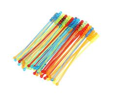 Cabilock 50 piezas Swizzle Sticks Cuentas redondas translúcidas Selecciones de Martini reutilizables de acrílico Agitadores de bebidas Varillas agitadoras para cócteles Vino Zumo de café